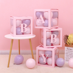 DIY Baby Shower Decorations Transparent Balloon Box White Alphabet Balloon Box