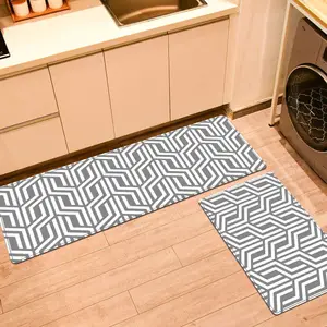时尚黑白厨房加厚垫地毯地板舒适抗疲劳2件防尘厨师厨房垫