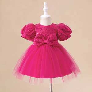 Robe d'anniversaire pour bébé fille, style européen, princesse, fleurs, manches bouffantes, sequins roses, vêtements pour enfants, <span class=keywords><strong>tenue</strong></span> d'été 3 ans - Product Image 5
