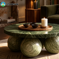 Table basse en pierre de haute qualité StoneSun, en pierre d'émeraude naturelle d'Inde, pièce d'art, pierre d'émeraude à haute brillance pour le salon