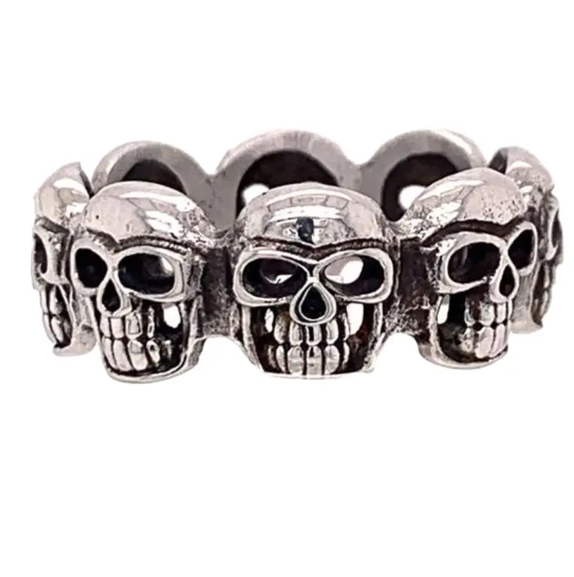 Wholesale Jewelry Stainless Steel Top Grade Polished Multi Skull Biker Goth Rings for Men Premium Quality