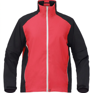 Veste softshell coupe-vent pour homme, rouge et noir, col montant, fermeture éclair, style sportif, pour l'automne - Product Image 4