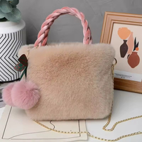 Bolso de Hombro Tipo Cubo para Mujer, Moderno, Bonito, de Felpa Blanca, Popular, con Cierre de Cremallera, Protección RFID, Impermeable, Tamaño Personalizable