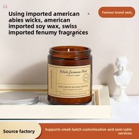 Lilin Aromaterapi Wangi Melati Putih dan Mint, Lilin Kedelai Tanpa Asap dalam Stoples Kaca Cokelat Bergaya Krim, Produk Terlaris Fangdi Cross-Border