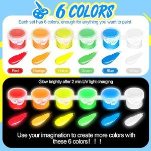 <span class=keywords><strong>Peinture</strong></span> <span class=keywords><strong>acrylique</strong></span> fluorescente néon phosphorescente non toxique de 3 ml, 5 ml, 6 couleurs pour l'art et l'artisanat - Product Image 3