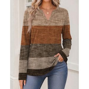 Womens <b>Long</b> Sleeve V Neck Sweater Knitted Casual Work <b>Top</b> Contrast Color Elastic Fit - Product Image 5