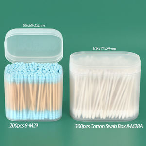 YUZMEI Boîte de 300 cotons-tiges en plastique, support pour cotons-tiges, boîte de rangement pour cotons-tiges, lingettes pour ongles, démaquillant de <span class=keywords><strong>voyage</strong></span>, étui de rangement pour tampons démaquillants - Product Image 1