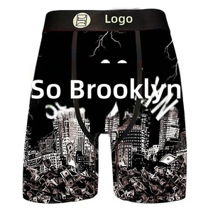 Sous-vêtements de sport pour hommes, <span class=keywords><strong>boxer</strong></span> en tricot imprimé, design streetwear américain, pour le sport, la course à pied, la boxe, ODM - Product Image 3