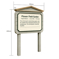 Panneau d'interprétation extérieur large à double poteau, aspect bois, pour parcs, jardins, stations balnéaires, sites touristiques, OEM ODM