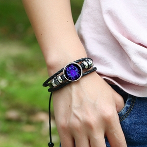 Pulsera <span class=keywords><strong>de</strong></span> Cuero con Dijes <span class=keywords><strong>de</strong></span> los 12 Signos del Zodiaco, Luminosa, Trenzada, <span class=keywords><strong>de</strong></span> Moda, Venta al Por Mayor 2026, Astrología - Product Image 6