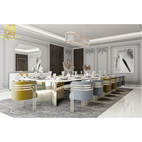 Ensemble de table à manger en marbre synthétique blanc nano italien pour 14 personnes, luxe avec 12 chaises