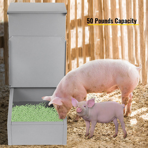 JH-Mech เครื่องให้อาหารหมูกันความชื้นเครื่องให้อาหารหมูขนาด50ปอนด์สำหรับประตูเดียวรางน้ำรูปหมู11ชม. ตัวป้อนหมูชุบสังกะสีแบบพรีเมียม - Product Image 4
