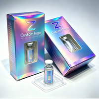 Boîte en papier holographique personnalisée avec fenêtre, impression UV, recyclable, pour flacon de peptide, emballage de flacon pharmaceutique