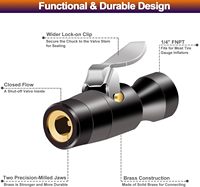 Embout de gonflage de pneu verrouillable avec clip et deux mâchoires en acier pour toutes les valves Schrader
