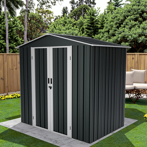 Armario Metálico de <span class=keywords><strong>Pared</strong></span> para Herramientas, Mini Cobertizo con Diseño a Prueba de Roedores, Resistente a la Intemperie y con Puerta con Cerradura para Almacenamiento en el Jardín - Product Image 3