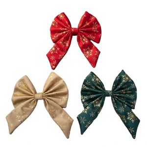 Custom <b>Christmas</b> Velvet <b>Gold</b> Foil Printed <b>Christmas</b> <b>Tree</b> Decoration Bow - Product Image 1