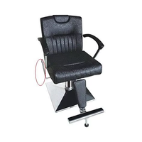 Fauteuil de Barbier Vintage Haut de Gamme Inclinable Hydraulique Personnalisé en Cuir Noir Portable avec Pieds en Aluminium pour Salon de Coiffure