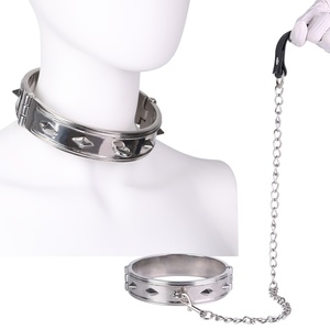 Collier en métal en acier inoxydable, laisse en cuir, collier de bondage, jeu de rôle fétichiste, jeu SM, jouets pour adultes, fournisseur en gros - Product Image 1