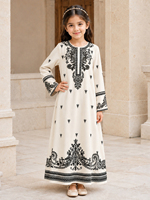 Robe Abaya pour filles, brodée, manches longues, vêtements musulmans pour enfants, robe modeste de style A, Kaftan, Jalabiya arabe pour l'Aïd Ramadan