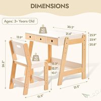 Ensemble de table et de chaise d'étude pour enfants, bureaux et chaises en bois avec hauteur réglable, bureau d'étude Montessori