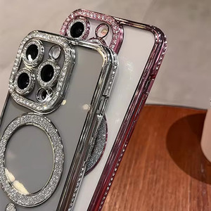 Lente Lente Laterale Elettroplata di Lusso Glitter Magnetico Custodia per Cellulare per iPhone 17 Pro Max 16E 15 14 13 12 11 <span class=keywords><strong>Cover</strong></span> - Product Image 4