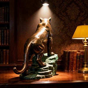 Statue de <span class=keywords><strong>cougar</strong></span> sur pierre, grandeur nature, en bronze coulé à la cire perdue, style antique religieux traditionnel, Feng Shui, pour l'extérieur - Product Image 3
