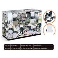 Mini-ensemble de jeu militaire avec figurines de soldats, équipement SWAT, armes, véhicules, moto et blocs de construction
