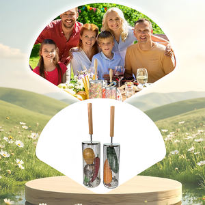 Cestas de Grelha Giratórias de Alta Qualidade DaS, Fábrica com 36 Anos, Acessórios para Churrasco, Ferramentas para Exterior, Cesta de Grelha Cilíndrica com Cabo de Madeira - Product Image 3
