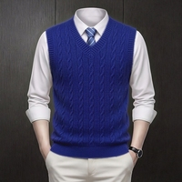 Gilet sans manches en tricot torsadé à col en V pour homme - Motif floral d'hiver, anti-plis et anti-rétrécissement