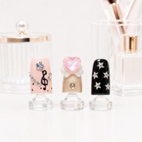 10 faux ongles carrés courts à presser, avec strass 3D, nœud et étoile, style French, pré-dessinés pour femmes