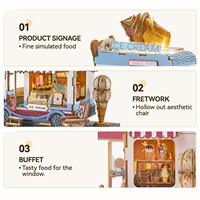 Kit de puzzle 3D en bois Camion de crème glacée avec chaise pliante, modèle diorama pour enfants, adolescents, collectionneurs, décoration intérieure, cadeau