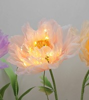 Fleurs de pivoine géantes en organza de soie faites à la main, électriques, à ouverture et fermeture automatiques, avec support, pour décoration de scène de mariage, avec éclairage