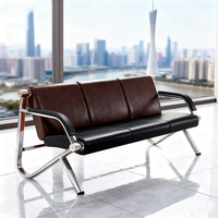 Banc moderne de haute qualité, personnalisé, stable, durable, avec structure métallique et assise en cuir, pour aéroport, bureau, salle d'attente, salon.