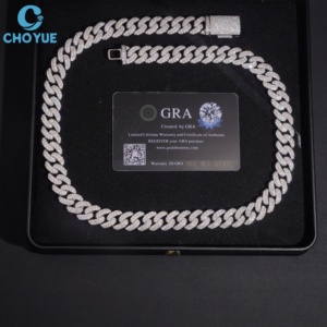 Collar de Plata de Ley 925 con Eslabones Cubanos y Moissanita VVS, Estilo Hip Hop Urbano, Joyería Unisex de Plata, Joyería Personalizada de Fábrica - Product Image 1