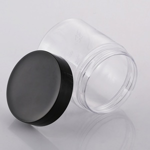 Big Size 500ml 600ml 700ml 1000ml PET Cosmetic Cream Jars <b>Plastic</b> Scrub <b>Container</b> for Food Storage With Black Silver Cap - Product Image 2