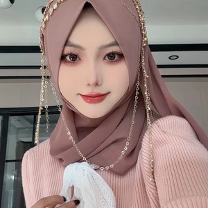 Hijab Muçulmano com Decoração Metálica para Mulheres, Estilo da Arábia Saudita e Dubai, Lenço Islâmico para Uso Diário, Lenço Turco - Product Image 2