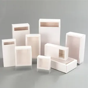 包装盒透明PVC窗口白纸板展示礼品盒派对婚礼珠宝巧克力饼干糖果蛋糕盒