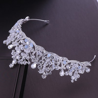 Vente en gros de bandeaux et de diadèmes en alliage de zinc plaqué or avec cristaux de strass pour femmes et filles, accessoires de mariage