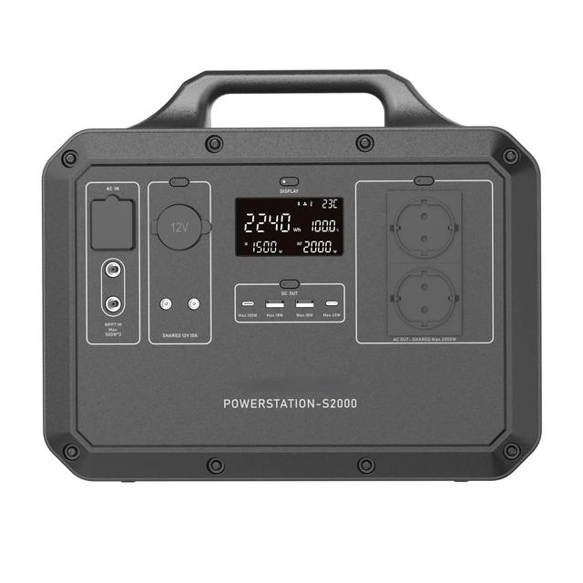 Marstek Portable 500W Solar Power Station with 2000W Power Bank 2240WH Lithium Ion & Lifep04 Battery MPPT Controller Flashlight