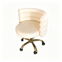 Fauteuil de lavage de luxe blanc avec base en métal doré et dossier en cuir PU – Mobilier de salon de beauté et de coiffure