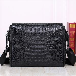 여행용 소가죽 악어 무늬 남성 캐주얼 천연 가죽 숄더 크로스백 패셔너블한 폴리에스터 안감 서류 가방 - Product Image 2
