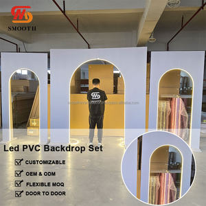 Suave venta al por mayor Led boda blanco telón de fondo acrílico conjunto de 3 boda telón de fondo pared acrílico Decoración - Product Image 2