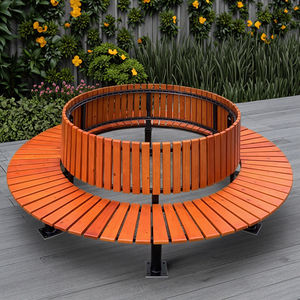 Заводская уличная большая круглая уличная скамья Индивидуальный размер деревянная скамья оцинкованная стальная прочная садовая скамья деревянная со спинкой - Product Image 1