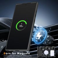 Étui en carbone forgé à gros grains avec cadre d'objectif en métal noir pour Samsung S25 Ultra, coque de téléphone à cadre magnétique en métal