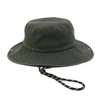 Chapeau de pêcheur tactique personnalisé pour la randonnée en plein air, à large bord, avec sangle de menton réglable coupe-vent pour hommes