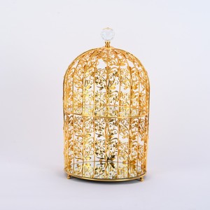 Sanatsal Desenli Altın Renkli Kuş Kafesi Cupcake Sunum Seti Düğün Tatlısı Düzeni Altın Kuş Kafesi Kek Standı 3 Parça Set - Product Image 3