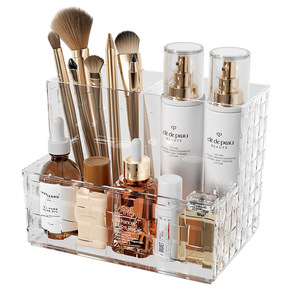 Transparent Desktop Storage <b>Box</b> Rectangle Open Top With Compartments For <b>Makeup</b> Pens Lipstick Organizers Student Dormitory Use - Product Image 2
