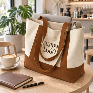 Bolsa <span class=keywords><strong>de</strong></span> Compras Personalizada con Estampado <span class=keywords><strong>de</strong></span> Letras, Reciclable, con Asa en Contraste, para Oficina, Trabajo, Viajes <span class=keywords><strong>de</strong></span> Negocios - Product Image 2