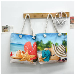 Grande capacité réutilisable dames flore tropicale fourre-tout toile épaule été Hawaii sacs de plage toile fourre-tout <span class=keywords><strong>sac</strong></span> à main - Product Image 4