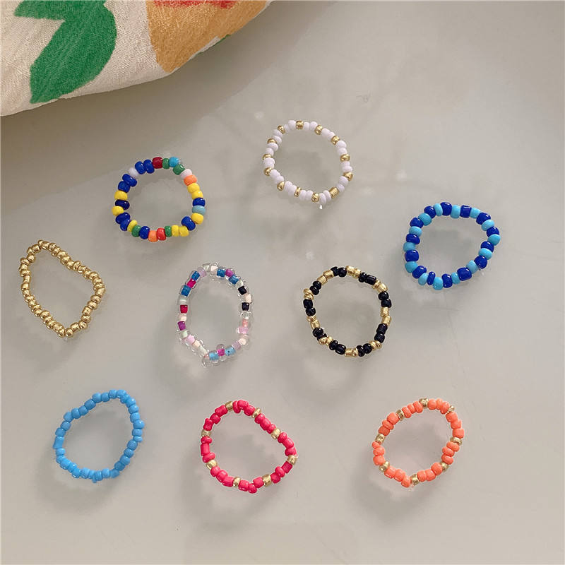 Anelli Di Perline Elastici Per Donna - Cristallo Colorato, Misura Unica, Gioiello Stretch Per Stile Boho